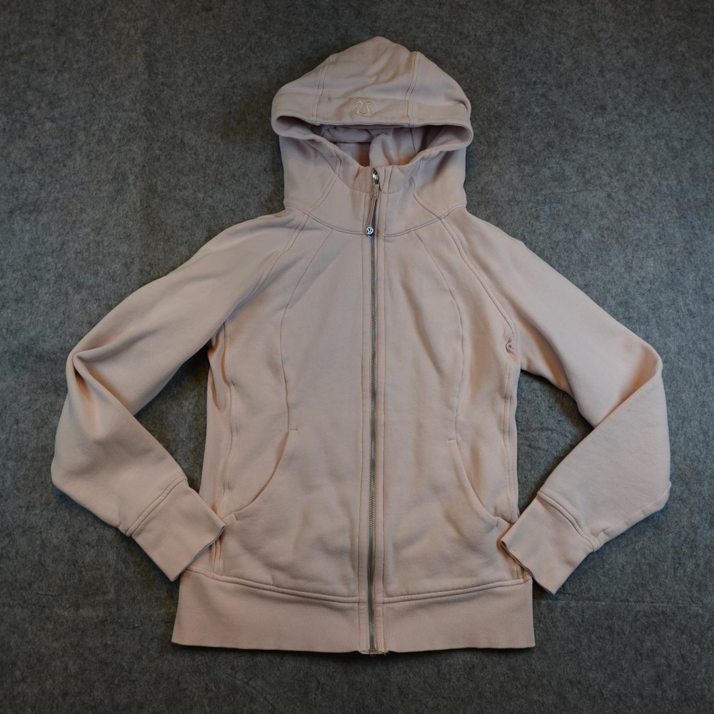Lululemon Hoodie Women 8 Pink Scuba Full Zip Jacket Light Cotton Fleece